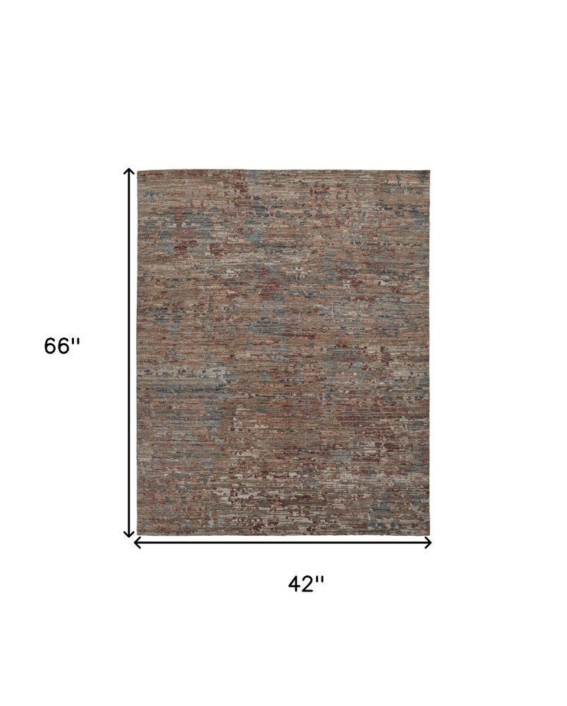 9' X 12' Red And Blue Wool Abstract Hand Knotted Area Rug