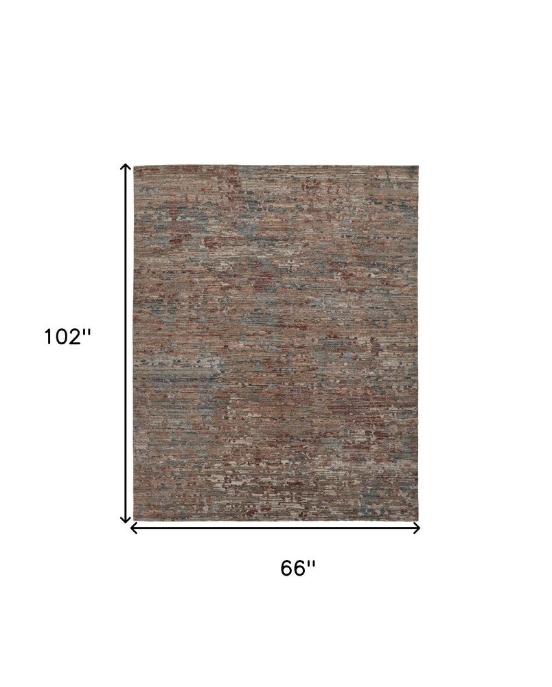 9' X 12' Red And Blue Wool Abstract Hand Knotted Area Rug