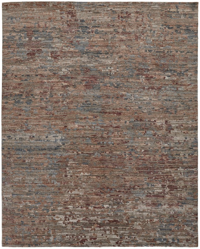 9' X 12' Red And Blue Wool Abstract Hand Knotted Area Rug