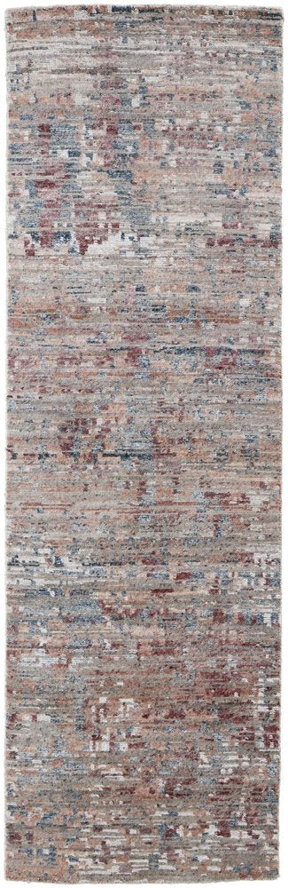 2' X 3' Blue and Red Wool Abstract Hand Knotted Area Rug