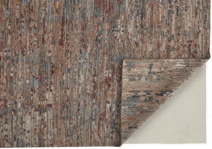 2' X 3' Blue and Red Wool Abstract Hand Knotted Area Rug