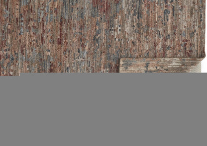 5' X 8' Red And Blue Wool Abstract Hand Knotted Area Rug