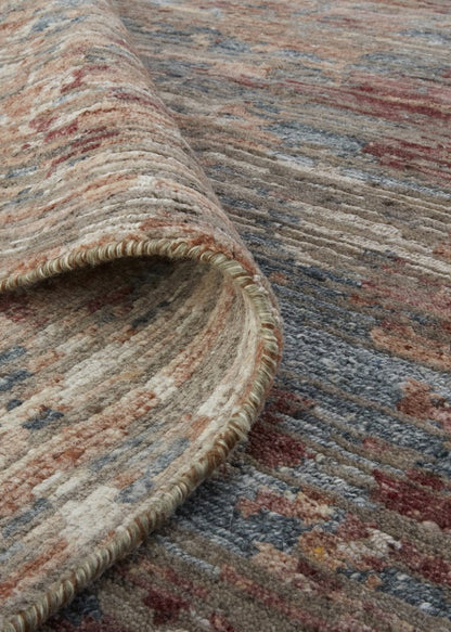 2' X 3' Blue and Red Wool Abstract Hand Knotted Area Rug