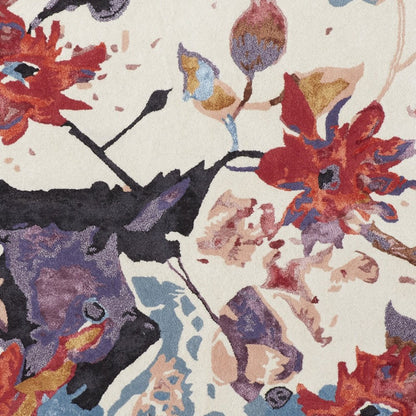 9' X 12' Blue and Red Floral Hand Tufted Area Rug
