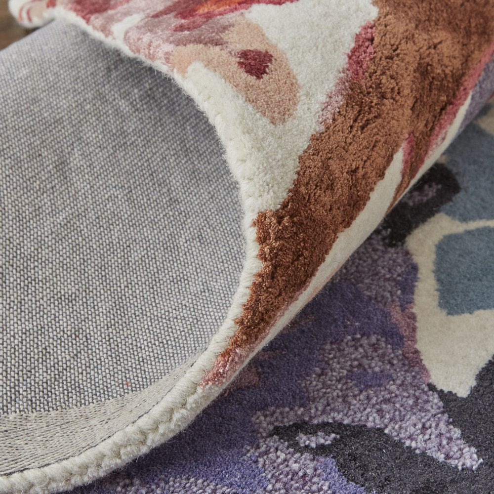 9' X 12' Blue and Red Floral Hand Tufted Area Rug