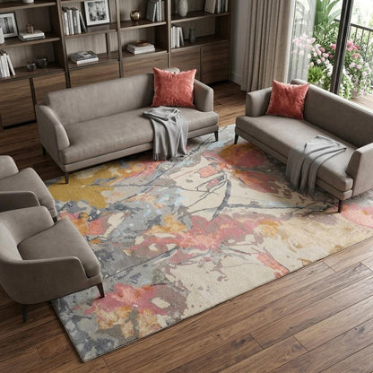 4' X 6' Ivory and Blue Wool Floral Hand Tufted Area Rug