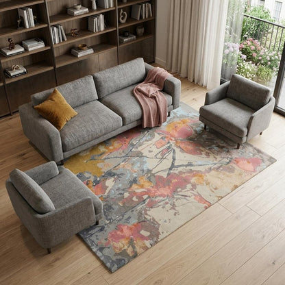 4' X 6' Ivory and Blue Wool Floral Hand Tufted Area Rug