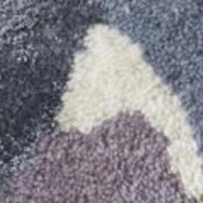 8' X 10' Blue Gray and Pink Wool Floral Hand Tufted Area Rug