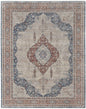 10' Gray Red And Blue Floral Runner Rug With Fringe