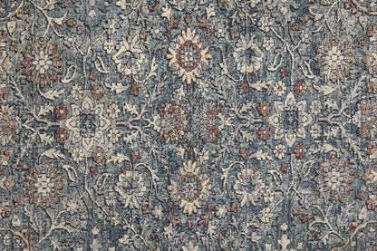 7' X 10' Blue Beige And Red Floral Area Rug