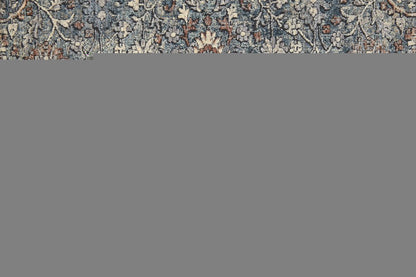5' X 7' Blue Beige And Red Floral Area Rug