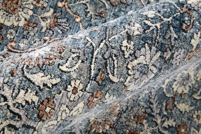 5' X 7' Blue Beige And Red Floral Area Rug