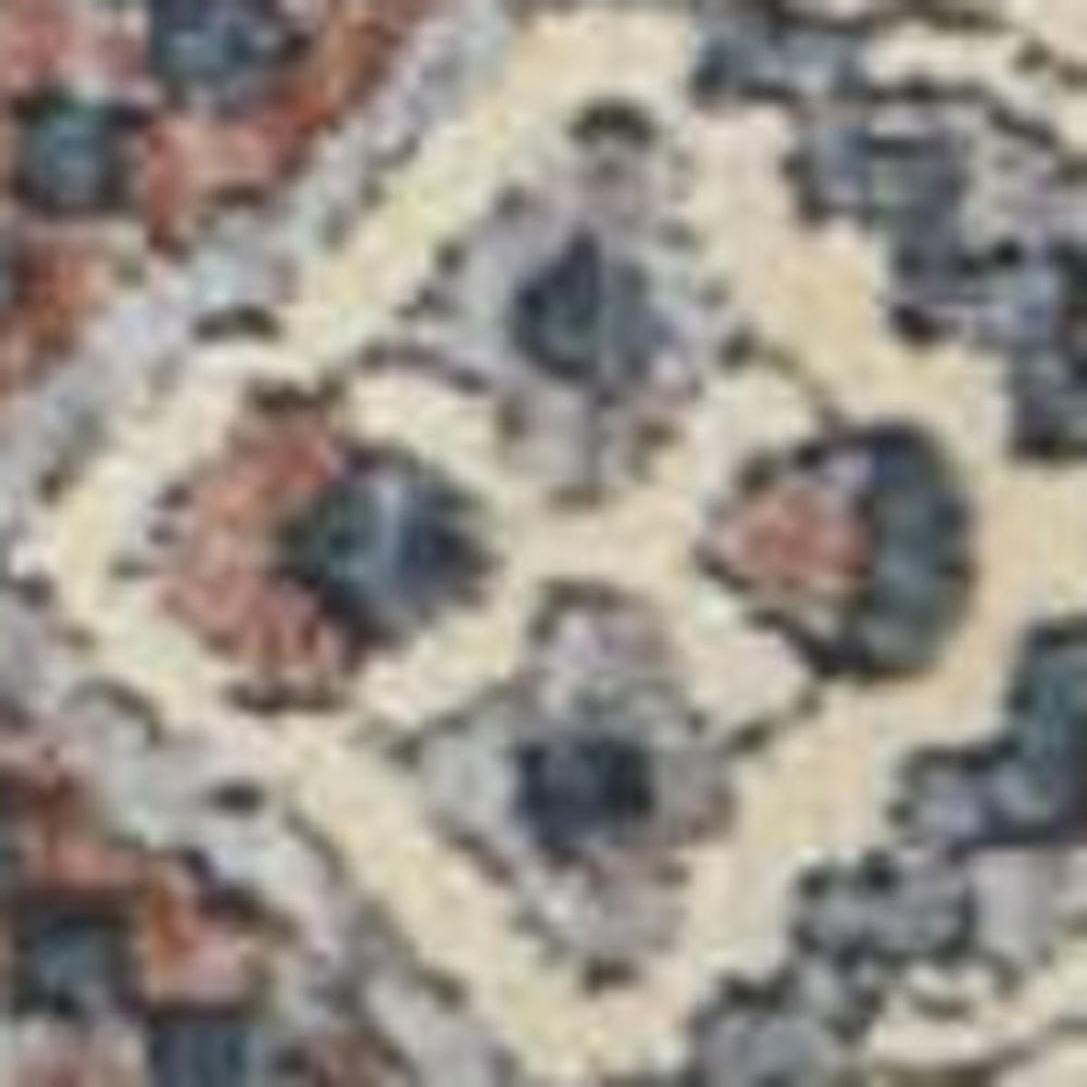 4' X 6' Blue and Ivory Floral Power Loom Area Rug