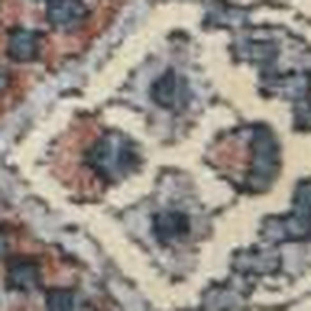 4' X 6' Blue and Ivory Floral Power Loom Area Rug