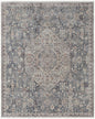 5' X 7' Blue and Ivory Floral Power Loom Area Rug