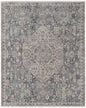10' Blue and Ivory Floral Power Loom Runner Rug With Fringe