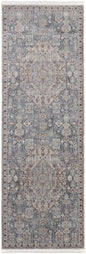 5' X 7' Blue And Ivory Floral Power Loom Stain Resistant Area Rug