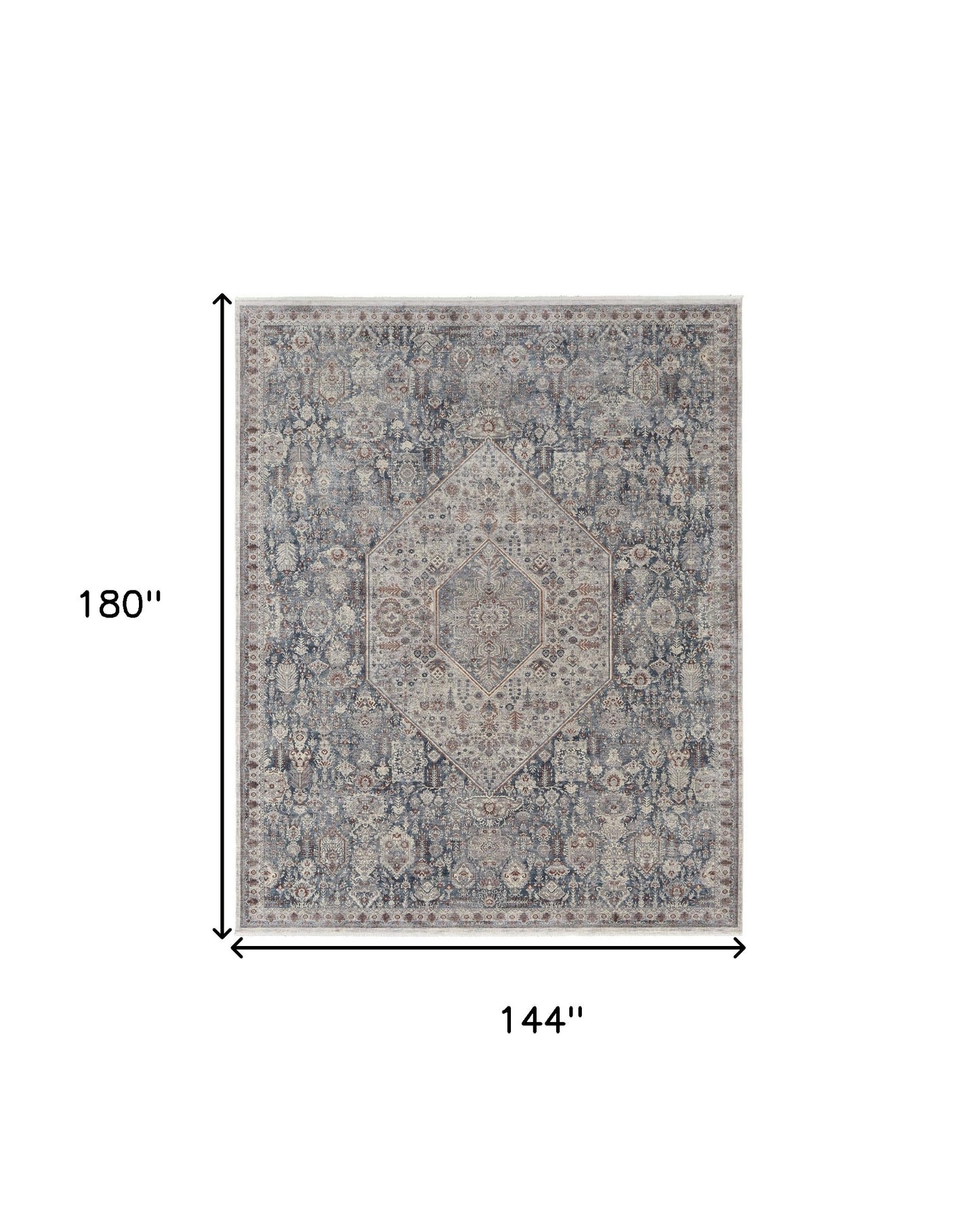 5' X 7' Blue And Ivory Floral Power Loom Stain Resistant Area Rug