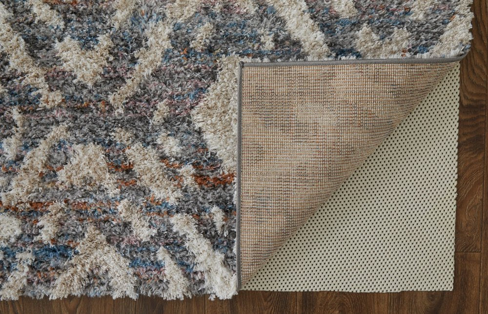 2' X 3' Ivory Gray And Taupe Geometric Power Loom Stain Resistant Area Rug