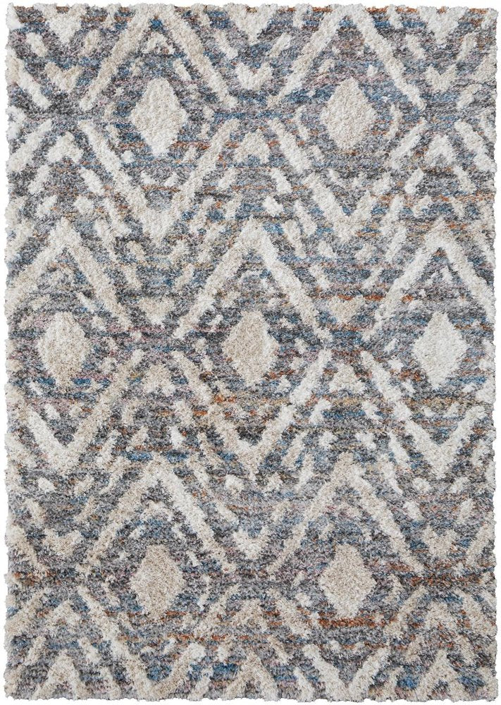 8' X 10' Gray and Ivory Geometric Power Loom Area Rug