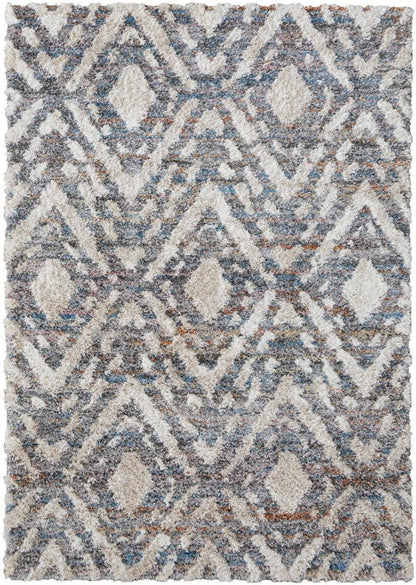 8' X 10' Gray and Ivory Geometric Power Loom Area Rug