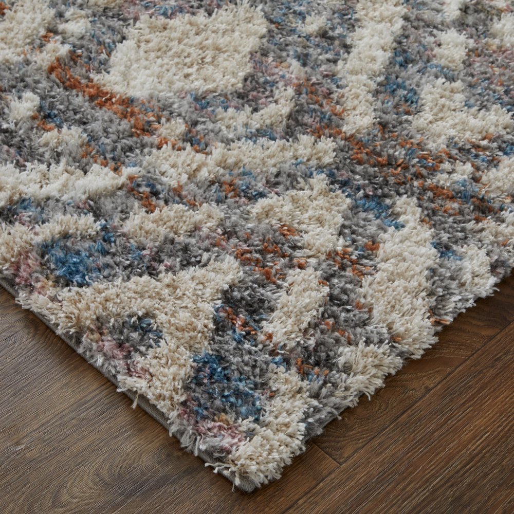 8' X 10' Gray and Ivory Geometric Power Loom Area Rug