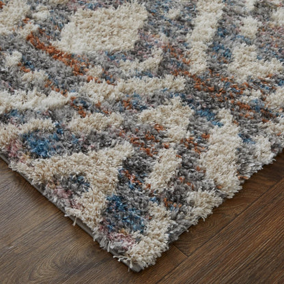 8' X 10' Gray and Ivory Geometric Power Loom Area Rug