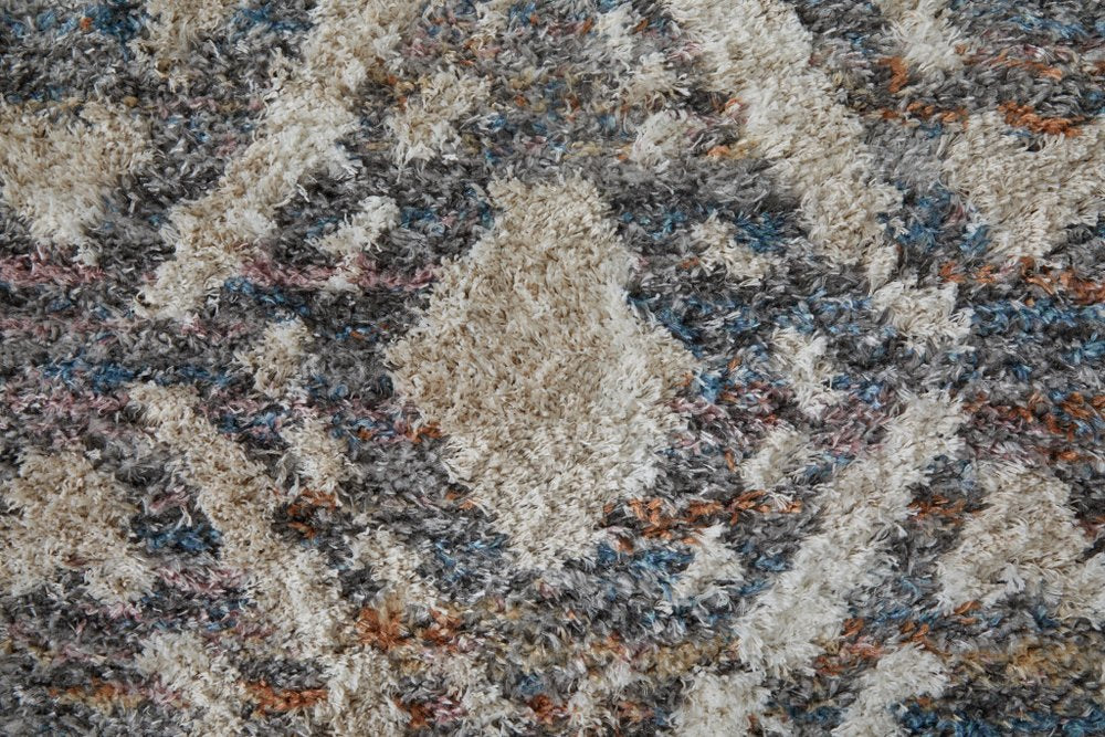 8' X 10' Gray and Ivory Geometric Power Loom Area Rug