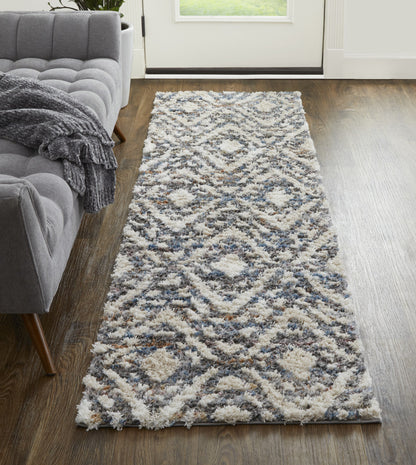 5' X 8' Ivory Gray And Taupe Geometric Power Loom Stain Resistant Area Rug