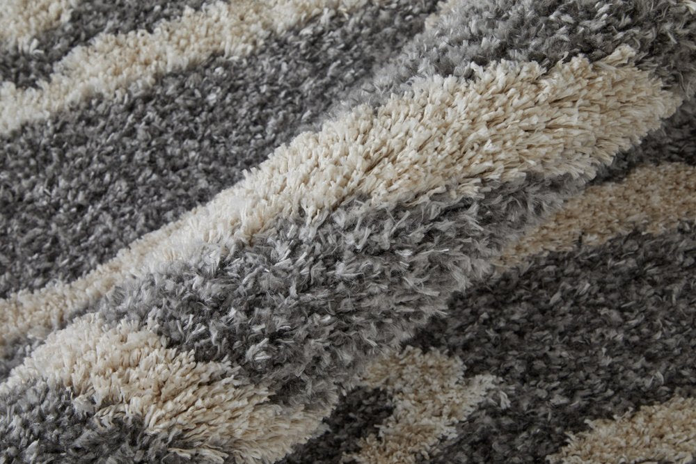 8' X 10' Gray and Ivory Geometric Power Loom Area Rug