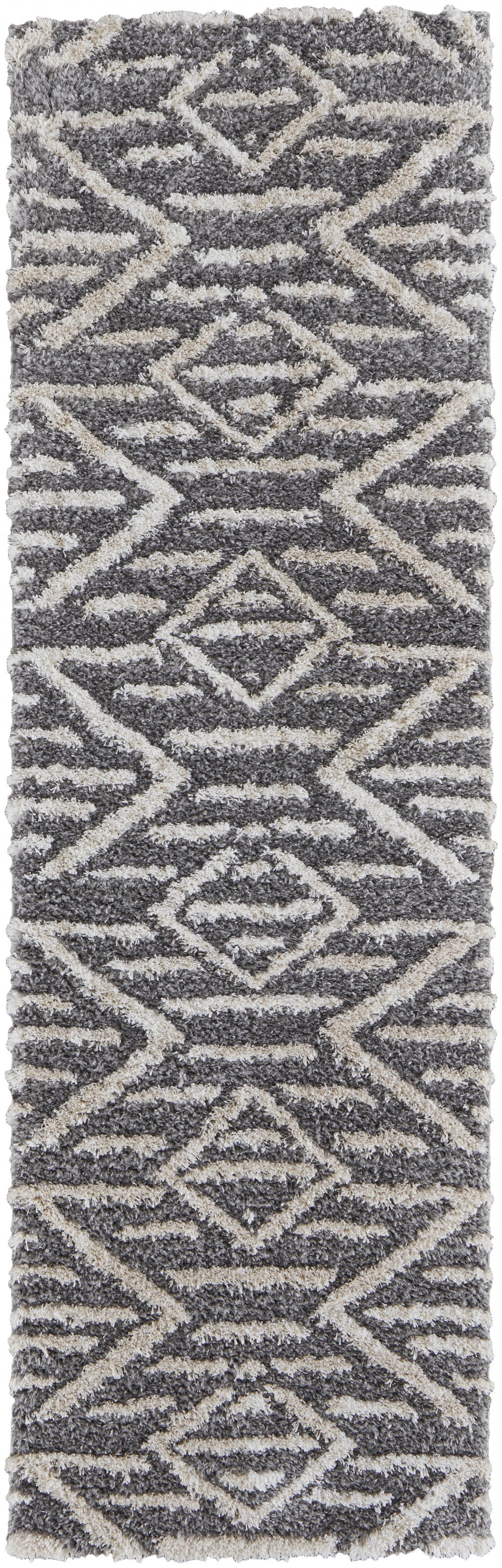 5' X 8' Gray And Ivory Geometric Power Loom Stain Resistant Area Rug