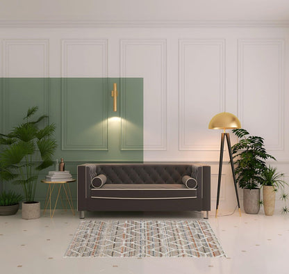 2' X 3' Tan Taupe And Ivory Geometric Power Loom Stain Resistant Area Rug