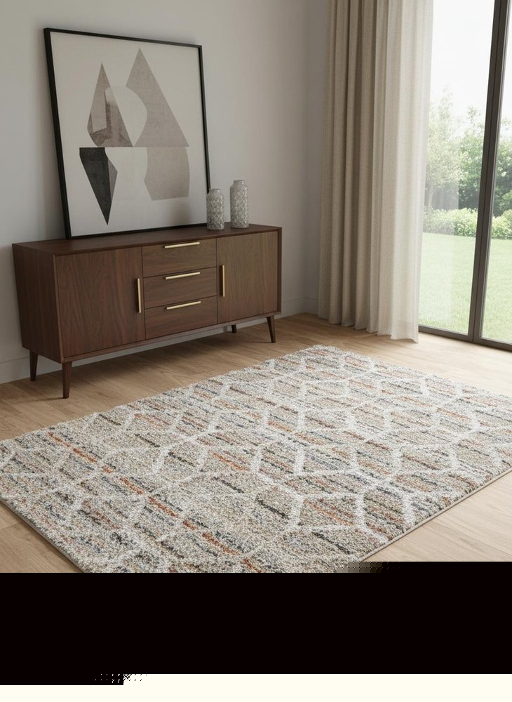 4' X 6' Tan Taupe And Ivory Geometric Power Loom Stain Resistant Area Rug