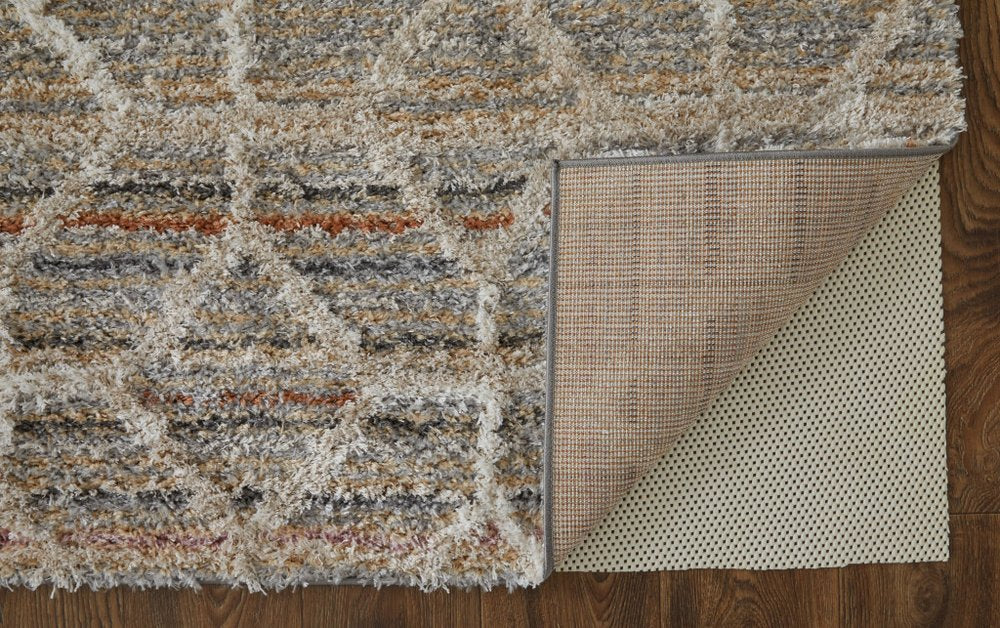 5' X 8' Blue And Ivory Geometric Power Loom Stain Resistant Area Rug