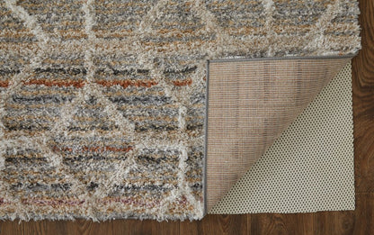 5' X 8' Blue And Ivory Geometric Power Loom Stain Resistant Area Rug
