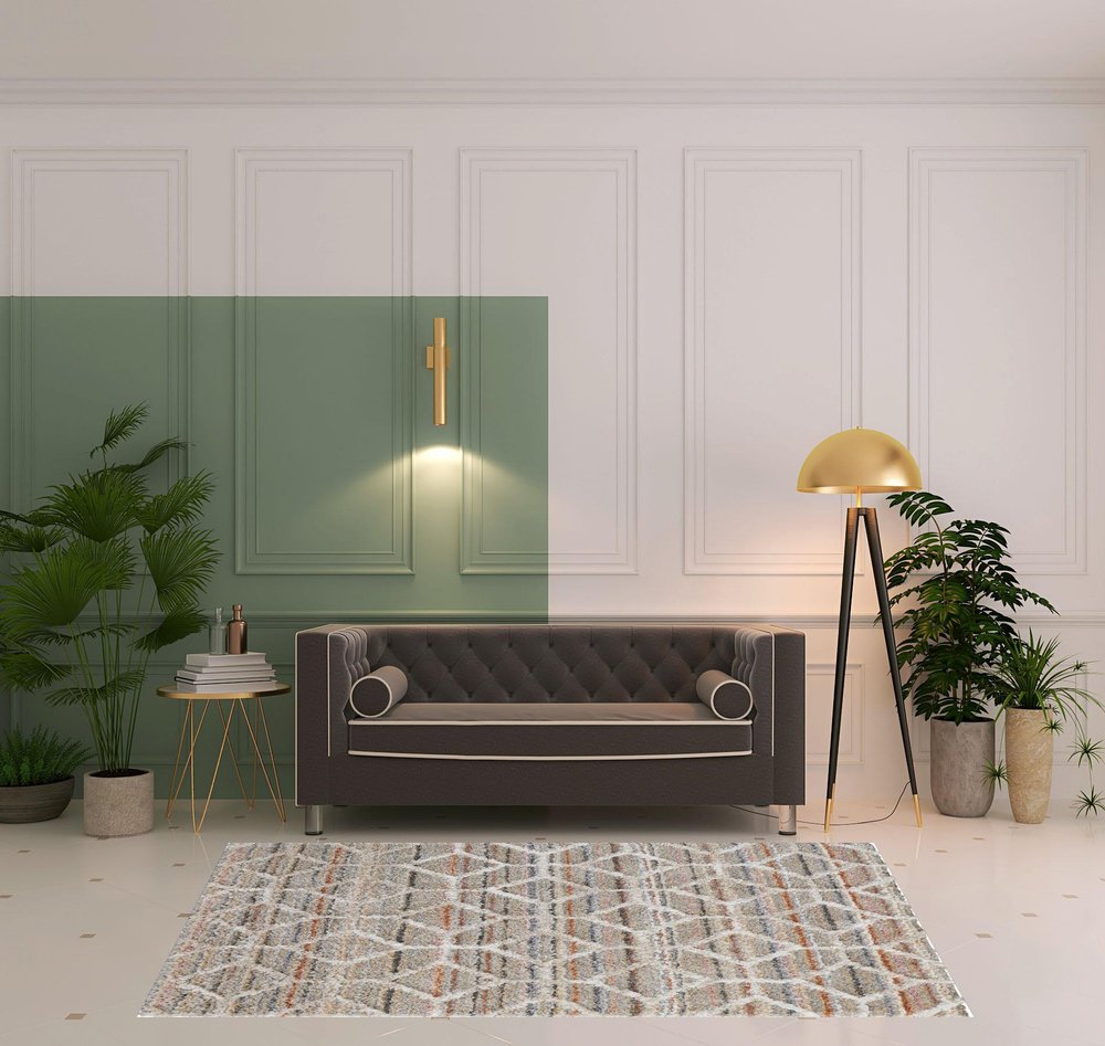 8' X 10' Tan and Ivory Geometric Power Loom Area Rug