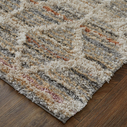 5' X 8' Blue And Ivory Geometric Power Loom Stain Resistant Area Rug