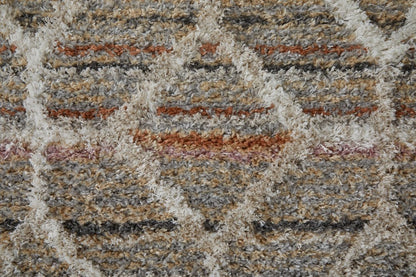 5' X 8' Blue And Ivory Geometric Power Loom Stain Resistant Area Rug