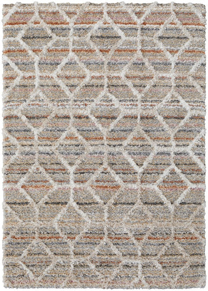 8' X 10' Tan and Ivory Geometric Power Loom Area Rug