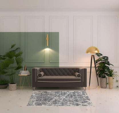 2' X 3' Gray And Ivory Abstract Power Loom Stain Resistant Area Rug