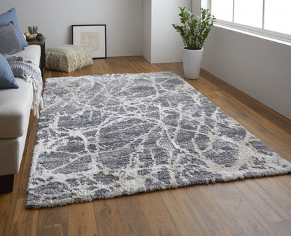 2' X 3' Gray And Ivory Abstract Power Loom Stain Resistant Area Rug