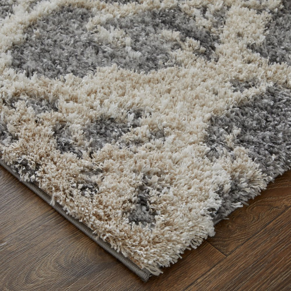 10' X 14' Gray And Ivory Abstract Power Loom Stain Resistant Area Rug