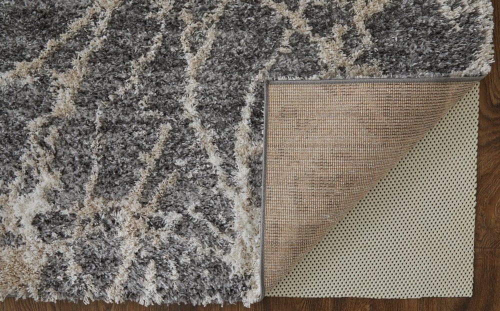 10' X 14' Gray And Ivory Abstract Power Loom Stain Resistant Area Rug