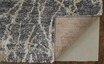10' X 14' Gray And Ivory Abstract Power Loom Stain Resistant Area Rug