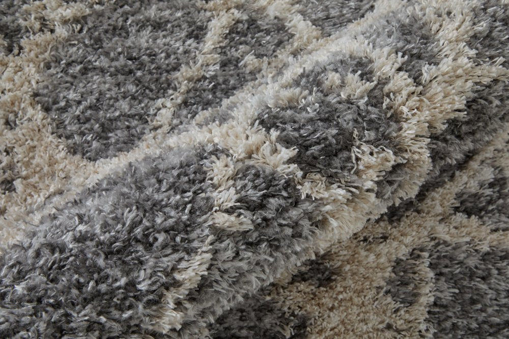 10' X 14' Gray And Ivory Abstract Power Loom Stain Resistant Area Rug