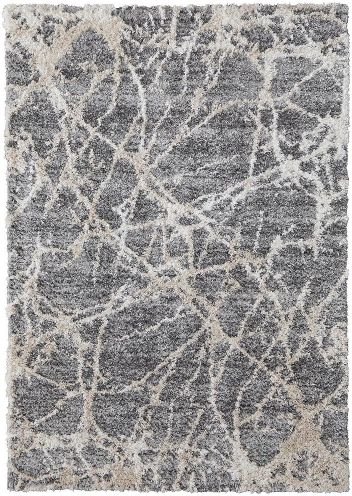 10' X 14' Gray And Ivory Abstract Power Loom Stain Resistant Area Rug