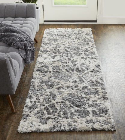4' X 6' Gray And Ivory Abstract Power Loom Stain Resistant Area Rug