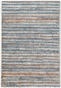 9' X 12' Ivory Blue And Orange Striped Power Loom Stain Resistant Area Rug