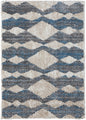 4' X 6' Ivory Gray And Blue Chevron Power Loom Stain Resistant Area Rug