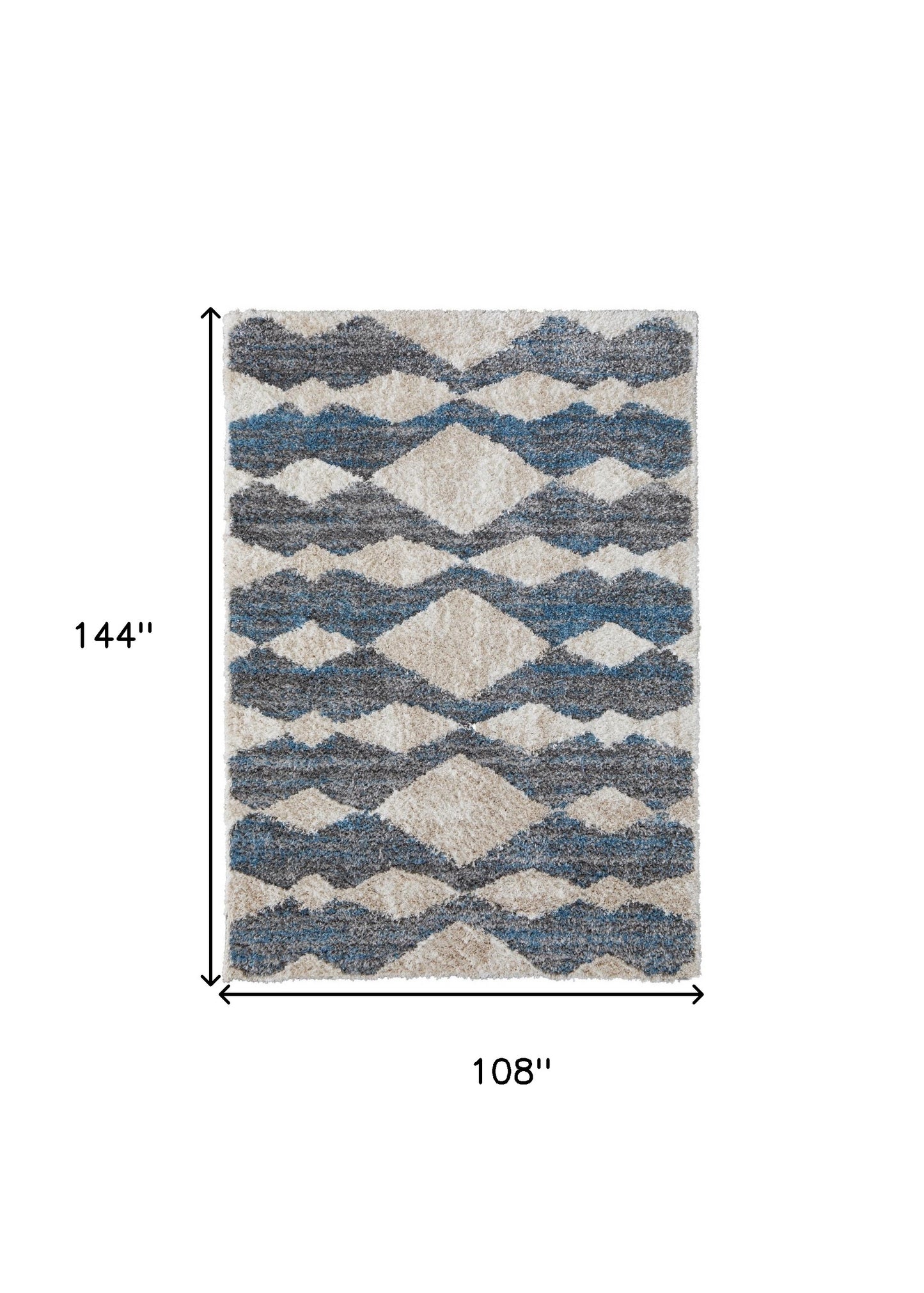 4' X 6' Ivory Gray And Blue Chevron Power Loom Stain Resistant Area Rug